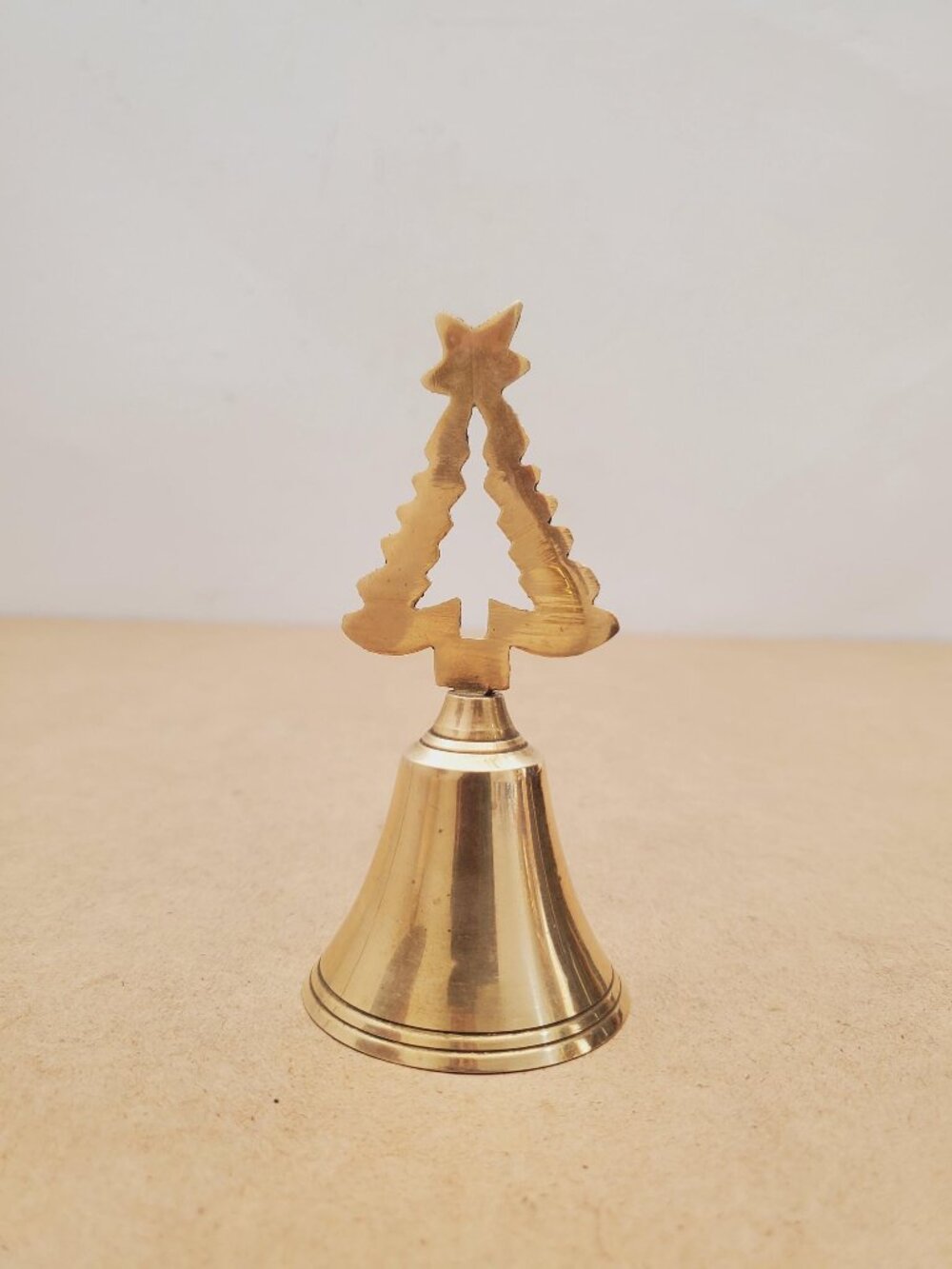 Vintage Brass Christmas Tree Bell, Mid Century Holiday Decor, Festive Brass